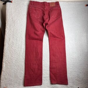 Vintage Levis 501 Red Jeans Made in USA 1995 Mens 34x33 Red Denim Button Fly